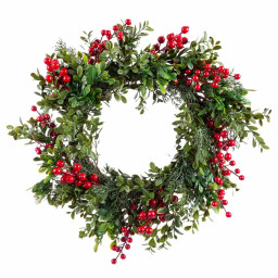 couronne de noel rouge vert plastique 41 x 41 x 10 cm