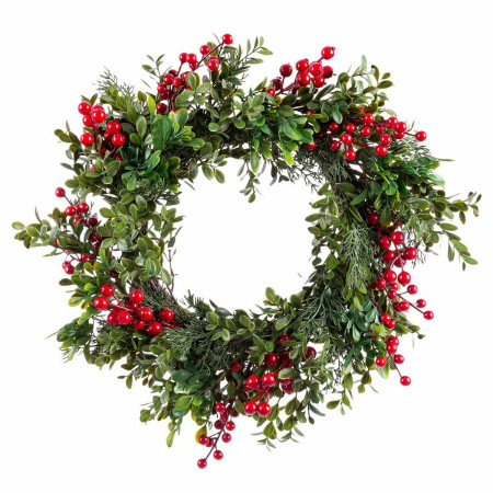 couronne de noel rouge vert plastique 41 x 41 x 10 cm