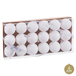 boules de noel blanc plastique o 6 cm 18 unites