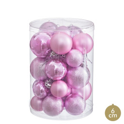 boules de noel rose plastique 27 unites