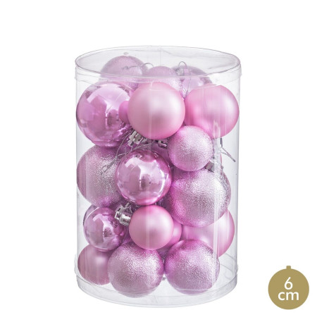boules de noel rose plastique 27 unites