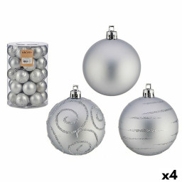 lot de boules de noel argente pvc o 6 cm 4 unites