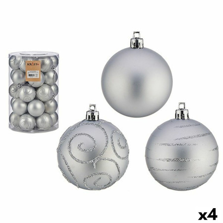 lot de boules de noel argente pvc o 6 cm 4 unites
