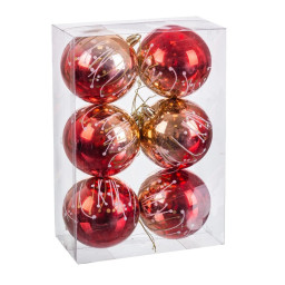 boules de noel rouge plastique o 8 cm 24 x 8 x 16 cm 6 unites