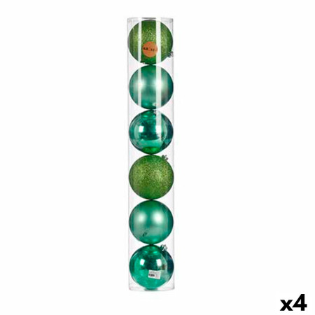 lot de boules de noel 6 pieces vert plastique 15 x 16 x 15 cm 4 unites