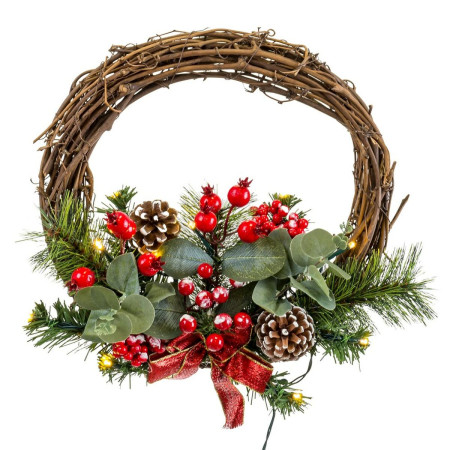 couronne de noel multicouleur pvc rotin 30 x 30 x 10 cm