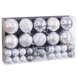 boules de noel argente plastique 50 unites