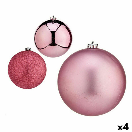 lot de boules de noel rose 15 x 16 x 15 cm 4 unites