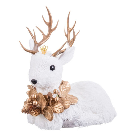 decorations de noel blanc or cerf 20 x 11 x 22 cm