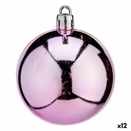 lot de boules de noel rose plastique 6 x 7 x 6 cm 12 unites