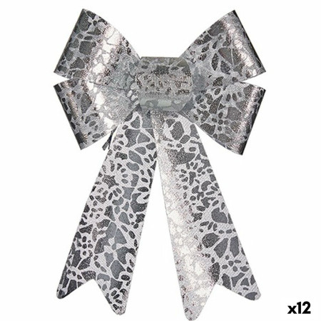 lien decorations de noel imprime argente pvc 16 x 24 x 4 cm 12 unites