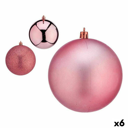 lot de boules de noel rose plastique 12 x 13 x 12 cm 6 unites