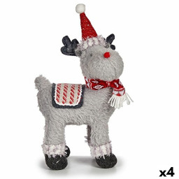figurine decorative renne de noel rouge gris 21 x 36 x 36 cm 4 unites