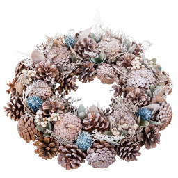 couronne de noel bleu blanc ananas 36 x 9 x 36 cm