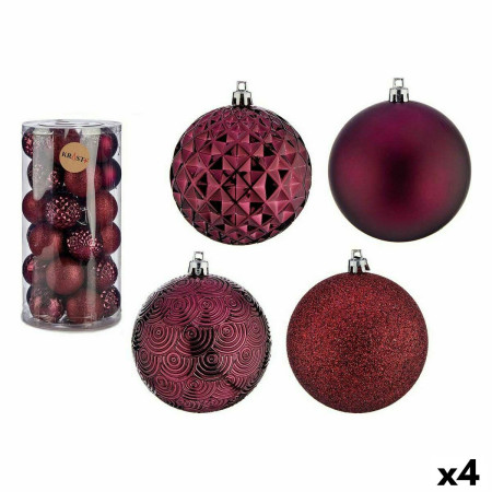 lot de boules de noel violet 8 cm pvc 4 unites