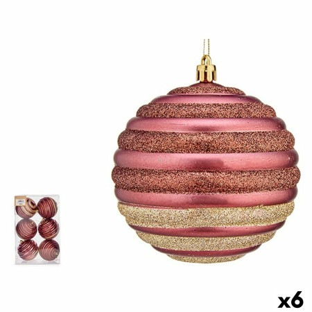 lot de boules de noel cercles rose plastique 10 x 11 x 10 cm 6 unites