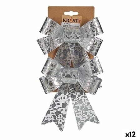 lien decorations de noel imprime argente pvc 15 x 4 x 16 cm 12 unites