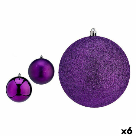 lot de boules de noel violet pvc o 12 cm 6 unites