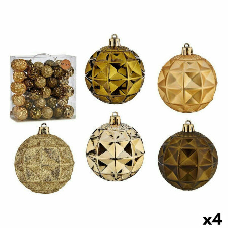 lot de boules de noel 7 cm vert dore pvc 4 unites