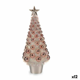 figurine decorative sapin de noel rose polypropylene pet 215 x 51 x 215 cm 12 unites