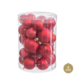 boules de noel rouge plastique 27 unites