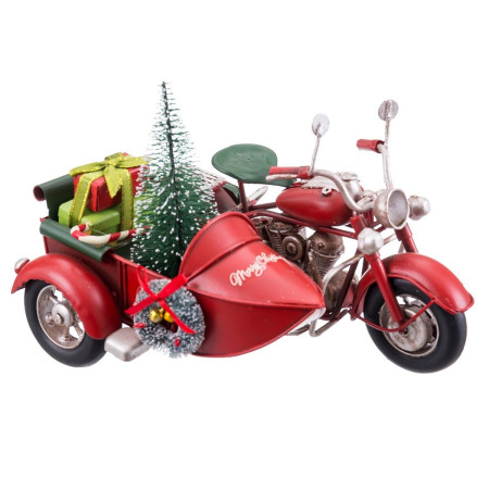 decorations de noel rouge multicouleur side car 19 x 14 x 13 cm