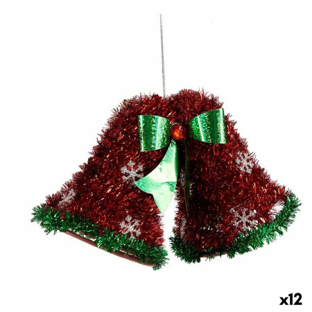decorations de noel pendentif cloches guirlande rouge vert 21 x 14 x 10 cm 12 unites