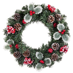couronne de noel rouge vert pvc ananas 40 x 40 x 7 cm