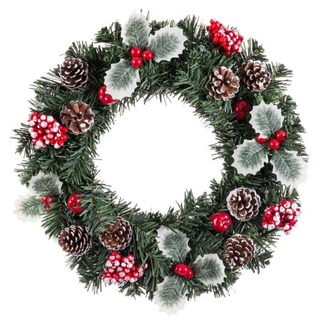 couronne de noel rouge vert pvc ananas 40 x 40 x 7 cm
