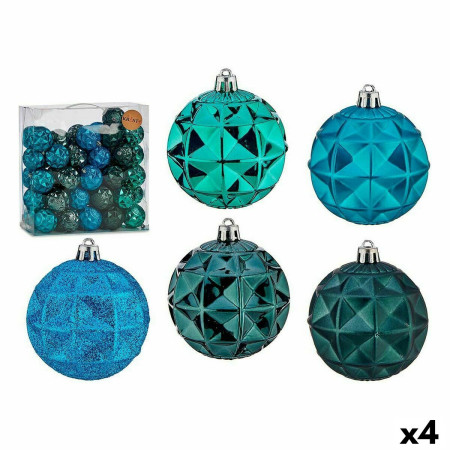 lot de boules de noel turquoise 7 cm 4 unites