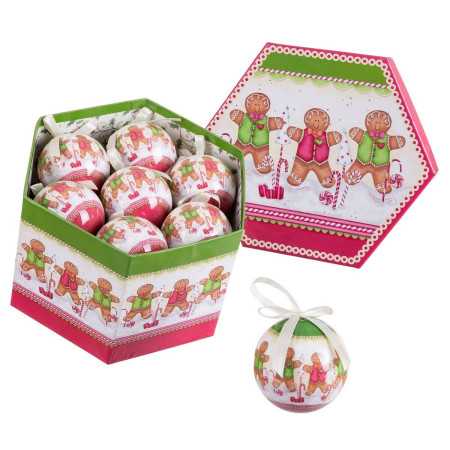 boules de noel multicouleur polyfoam o 75 cm bonhomme en pain depices 14 unites