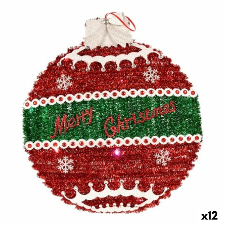 decorations de noel pendentif boule de noel guirlande lumiere led blanc rouge polypropylene pet 40 x 55 x 40 cm 12 unites