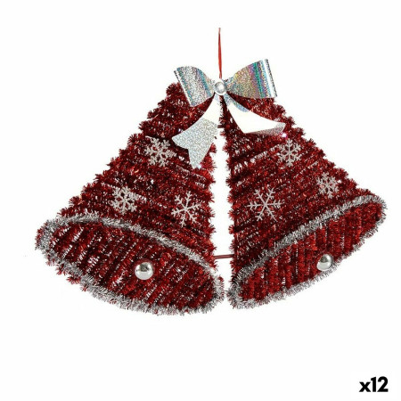decorations de noel pendentif cloches guirlande lumiere led blanc rouge 52 x 315 x 75 cm 12 unites