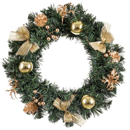 couronne de noel or vert pvc ananas 40 x 40 x 7 cm
