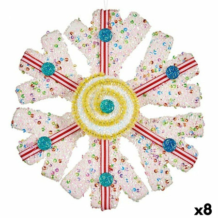 decorations de noel flocons de neige blanc rouge 17 x 6 x 17 cm 8 unites