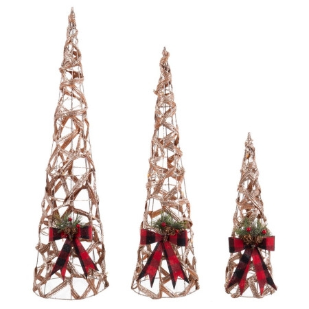 sapin de noel multicouleur fibre naturelle 20 x 20 x 80 cm 3 unites