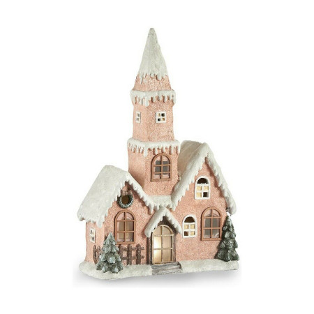 figurine decorative maison noel lumiere led rose blanc marron vert magnesium 21 x 77 x 48 cm