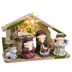 Crèche de Noël Multicouleur Céramique Bois MDF 22,5 x 8,5 x 16,5 cm (5 Pièces)