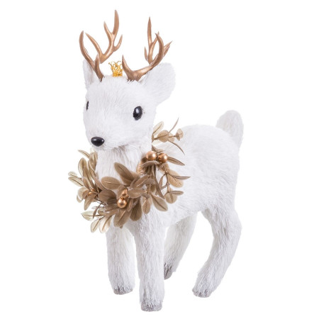 decorations de noel blanc or cerf 19 x 10 x 27 cm