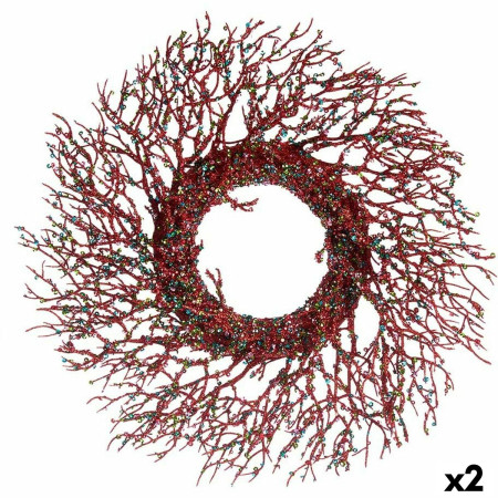 couronne de noel branche rouge plastique 50 x 10 x 50 cm 2 unites