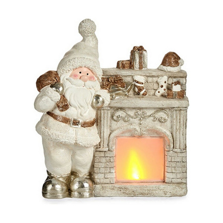 figurine decorative pere noel lumiere led 16 x 44 x 35 cm blanc polyresine