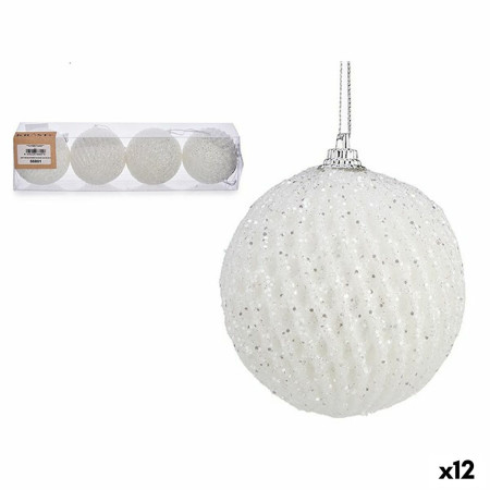 lot de boules de noel blanc polystyrene 12 unites