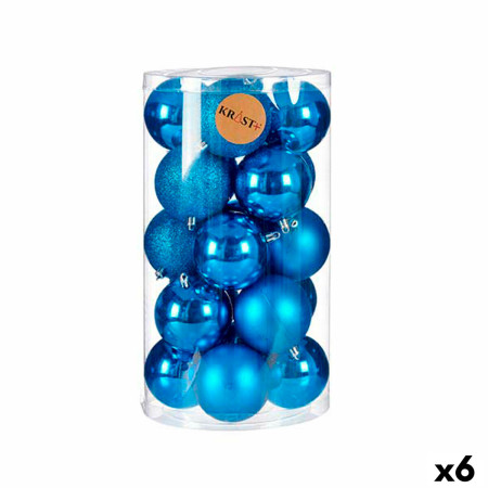 lot de boules de noel bleu plastique 8 x 9 x 8 cm 6 unites
