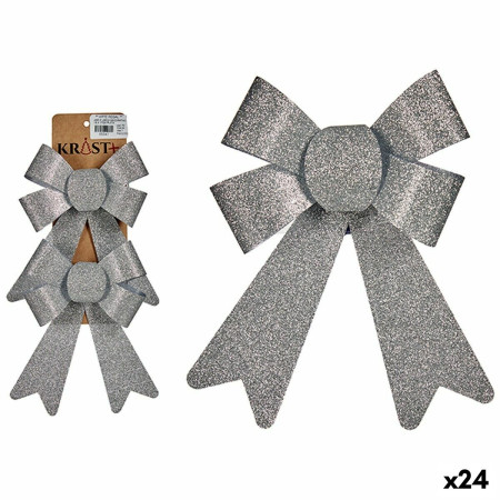 ensemble decorations de noel lien argente pvc 15 x 2 x 18 cm 24 unites