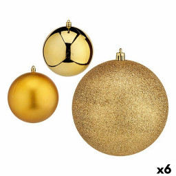 lot de boules de noel dore plastique 12 x 13 x 12 cm 6 unites