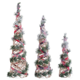 sapin de noel multicouleur fibre naturelle 20 x 20 x 80 cm 3 unites