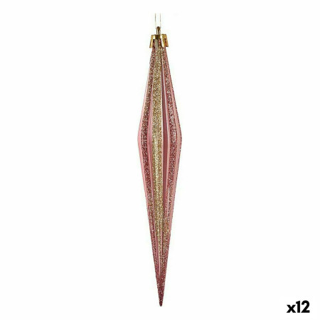 ensemble decorations de noel allonge rose dore pvc 3 x 3 x 185 cm 12 unites