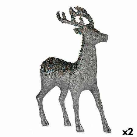figurine decorative renne de noel argente plastique 15 x 45 x 30 cm 2 unites