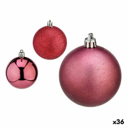 lot de boules de noel rose plastique o 7 cm 36 unites