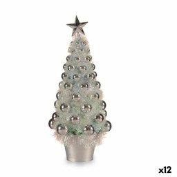 figurine decorative sapin de noel argente polypropylene pet 16 x 375 x 16 cm 12 unites